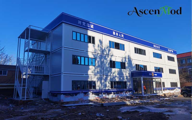China Police Station Project: 45 Container Houses with External Stair Systems From Ascen Mod