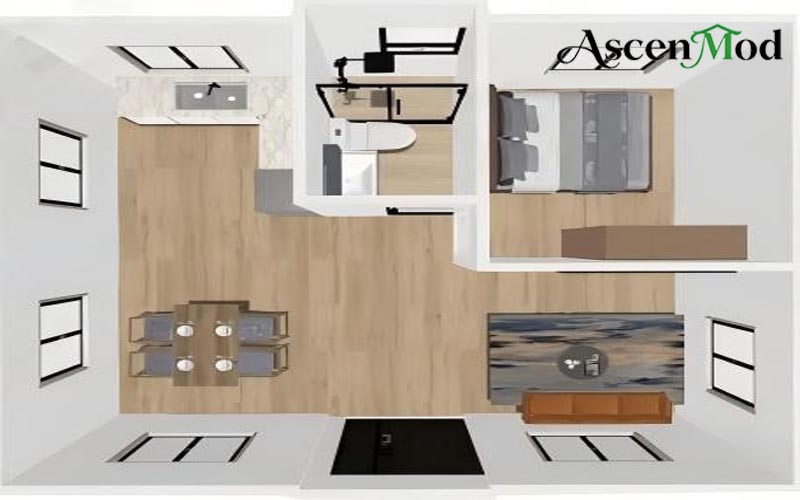 ASCENMOD Expandable House F2 Glass Curtain Wall